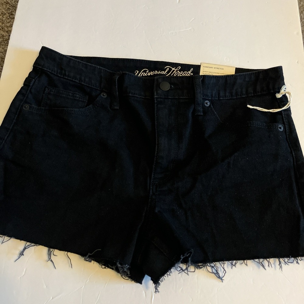 Universal Thread Shortie Shorts Womens 10 Black NWT High Rise Cut Off Denim